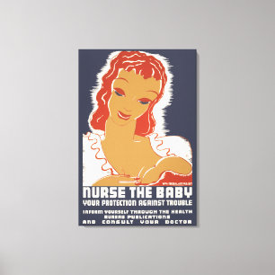 Impressão Em Tela Enfermeira o bebê