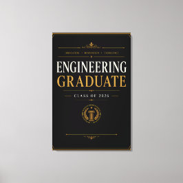 Impressão Em Tela Engenheiro Graduado 2026 Arte Dourada Elegante
