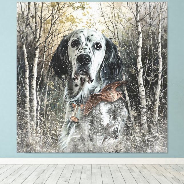 Impressão Em Tela English Setter  (Insitu(piso de madeira))