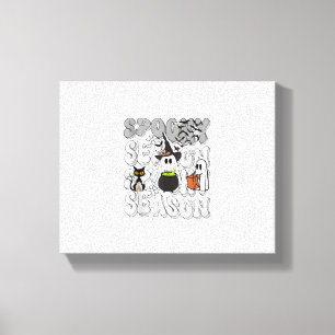 Impressão Em Tela Engraçado Dizer "Spooky Season Halloween Cat Ghost