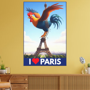 Impressão Em Tela Engraçado 'Eu Amo Paris'
