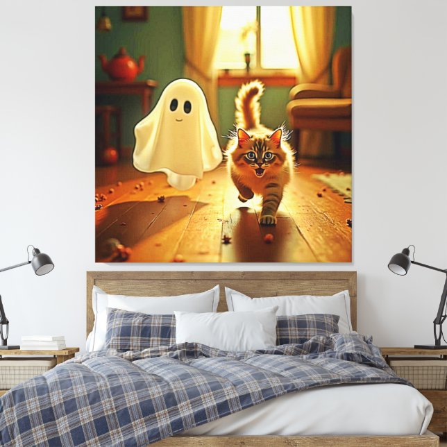Impressão Em Tela Engraçado Kitten Spookie Design (Insitu(Quarto))