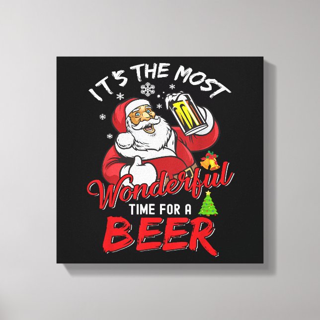 Impressão Em Tela Engraçado Natal Santa Claus Bebendo Beer Wonderfu (Frente)