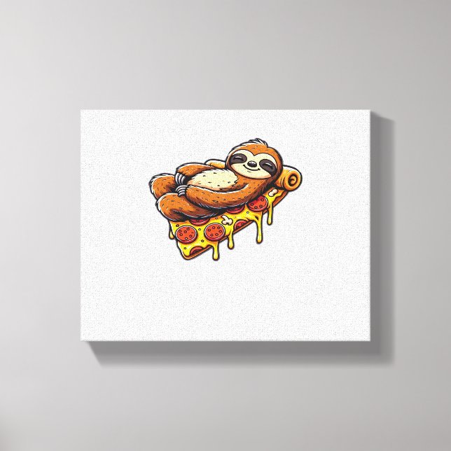 Impressão Em Tela Engraçado Sloth comendo Pizza, Amante de os animai (Frente)