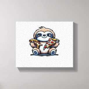 Impressão Em Tela Engraçado Sloth comendo Pizza, Amante de os animai