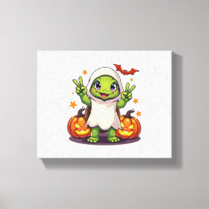 Impressão Em Tela Engraçado Turtle Fantasma Pumpkin Boo Halloween Cr