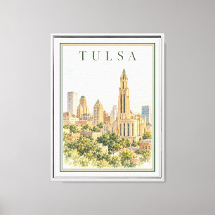 Impressão em Tela Enquadrada da Silhueta de Tulsa 