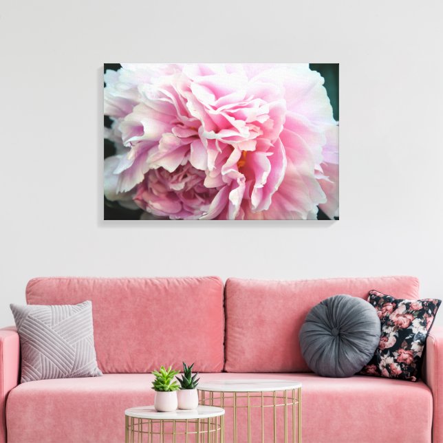 Impressão em Tela Envolvida de Peônia Rosa Delicad (Insitu(Sala de estar))