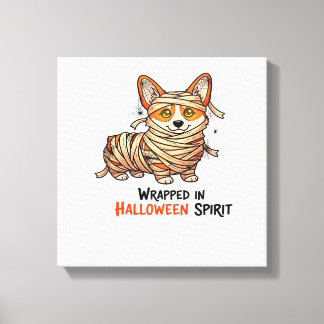 Impressão Em Tela Envolvido no Espírito de Halloween � Corgi Mumific