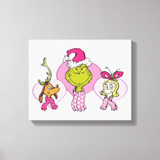 Impressão Em Tela Equipe do Grinch em Retrato Cor-de-Rosa do Dia dos (Frente)