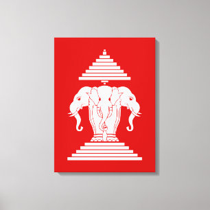 Impressão Em Tela Erawan três dirigiu o Lao do elefante/bandeira de