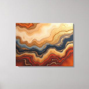 Impressão Em Tela Erosão Dourada – Tela Abstrata Fluida de 24"x18"