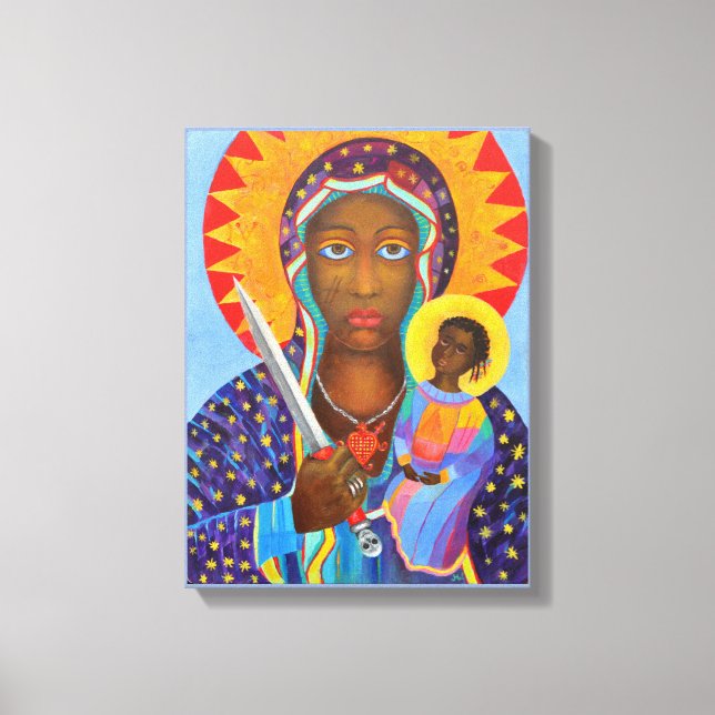 Impressão Em Tela Erzulie Dantor Haitian Voodoo Black Madonna Ezili (Frente)