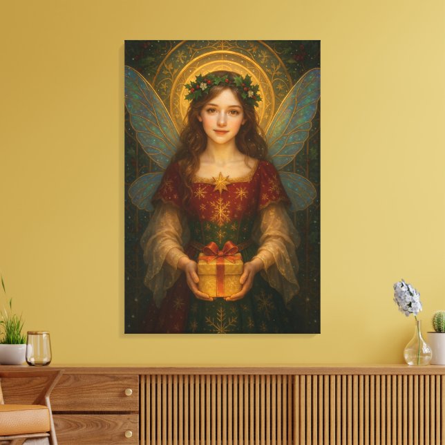 Impressão Em Tela ES001_Enchanting Fairy - Christmas Edition #1 (Insitu(Sala de estar))