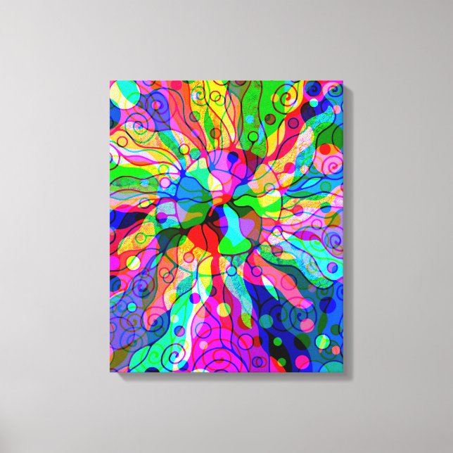 Impressão Em Tela Esboço de arte fantasiosa - Abstrato Neon Shift 1 (Frente)