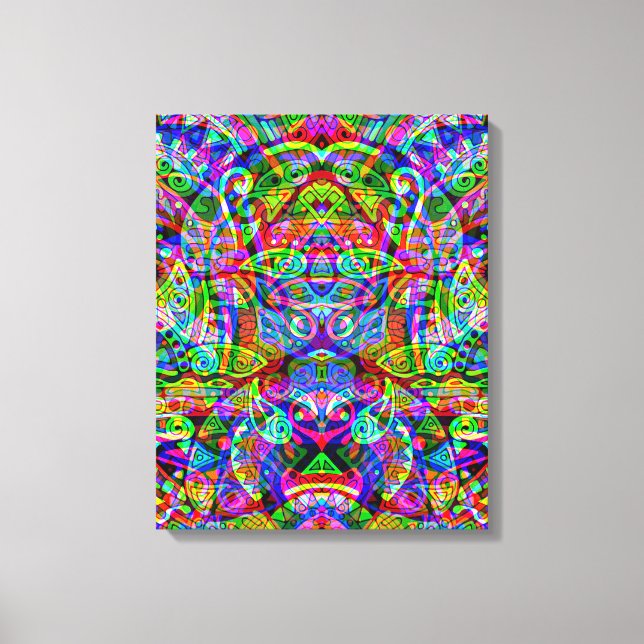 Impressão Em Tela Esboço de arte fantástica - Abstrato Neon Shift 3 (Frente)