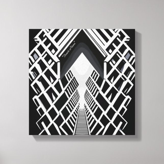 Impressão Em Tela Escada Monocromática: Obelisco de Contrastes (Frente)