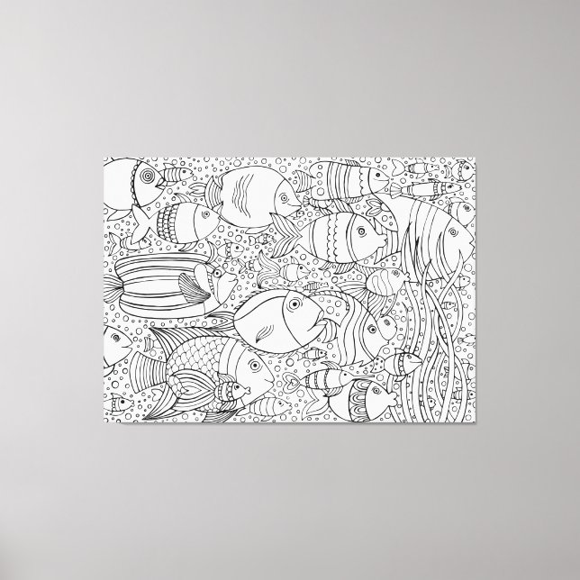 Impressão Em Tela Escola Inspirada De Peixe 6 (Frente)