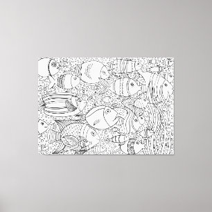 Impressão Em Tela Escola inspirada dos peixes 6