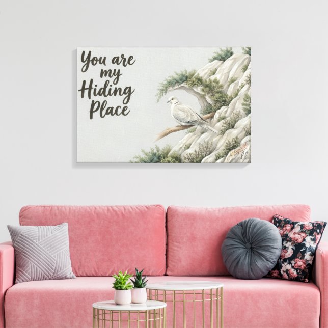 Impressão Em Tela Esconderijo - Salmo 32:7 (Insitu(Sala de estar))