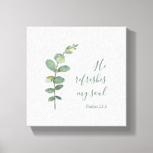 Impressão Em Tela Escritura de Bíblia Eucalyptus com Aquarela Origin
