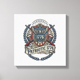 Impressão Em Tela Escudo de Batalha Patriótico 1776 Símbolo Inspirad