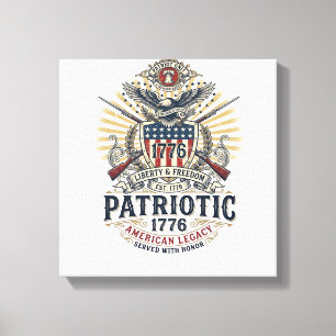 Impressão Em Tela Escudo de Batalha Patriótico 1776 Símbolo Inspirad