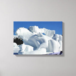 Impressão Em Tela Escultura de Neve do Urso Polar, Quebec, Canadá