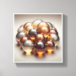 Impressão Em Tela Esferas de Vidro Âmbar de Luxo - W Abstrato 3D em