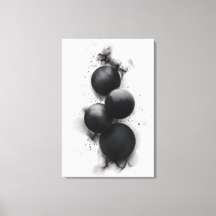 Impressão Em Tela Esferas Pretas Arte Abstrata Moderna
