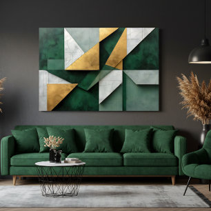 Impressão Em Tela Esmeralda Verde e Dourado