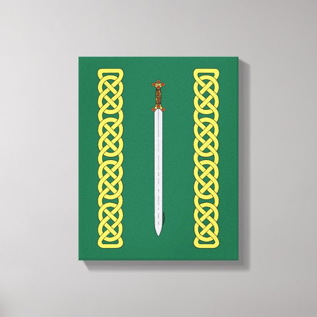 Impressão Em Tela Espada Celta Antiga e Knotwork (Frente)