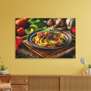 Impressão Em Tela Espaguete Puttanesca com Tomates frescos e Olive