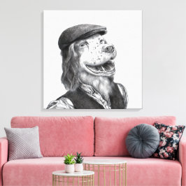 Impressão Em Tela Espanhol Springer com Chapéu Plano (Neve)