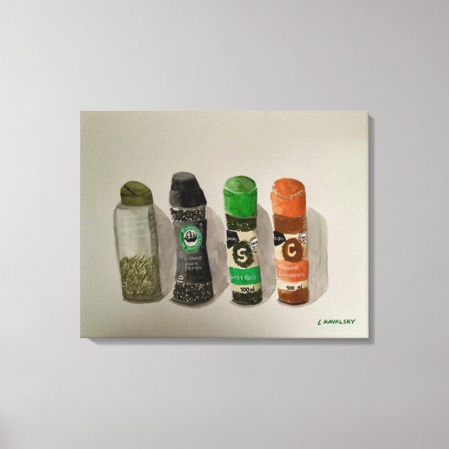 Impressão Em Tela Especiarias de Aquarela Original (Frente)