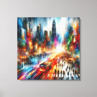 Impressão Em Tela Espelhamento Urbano: Abstrato Cityscape