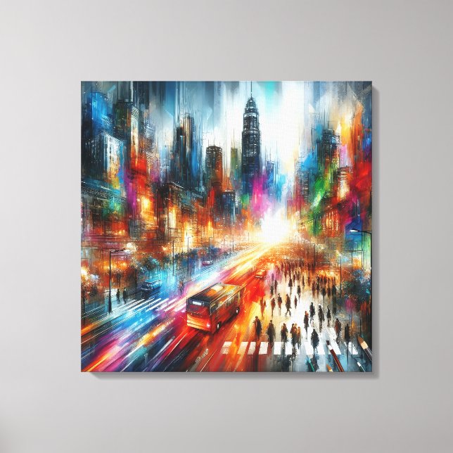 Impressão Em Tela Espelhamento Urbano: Abstrato Cityscape (Frente)