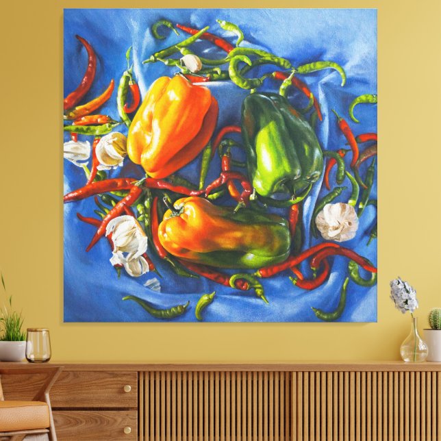 Impressão Em Tela Espicia a vida tranquila com pimentões e alho (Insitu(Sala de estar))