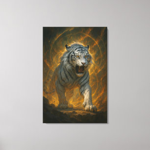 Impressão Em Tela Espírito de Gelo Tigre Branco – Guardião Místico d