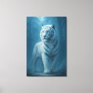 Impressão Em Tela Espírito de Gelo Tigre Branco – Guardião Místico d