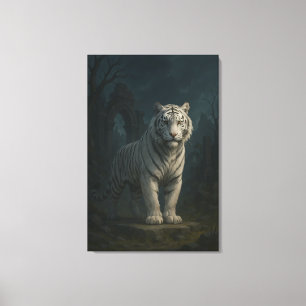 Impressão Em Tela Espírito de Gelo Tigre Branco – Guardião Místico d