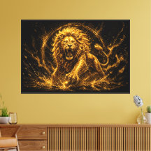 Espírito de Leão Dourado Luxuoso Prosperidade e Su