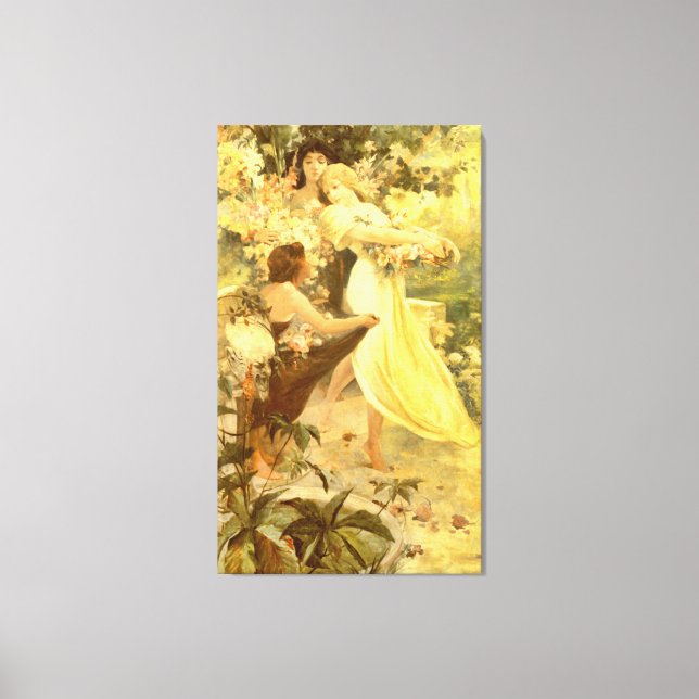 Impressão Em Tela Espírito de Primavera por Alphonse Mucha (Frente)