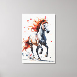 Impressão Em Tela Espírito Fogo - Arte em Aquarela de Cavalo Majesto