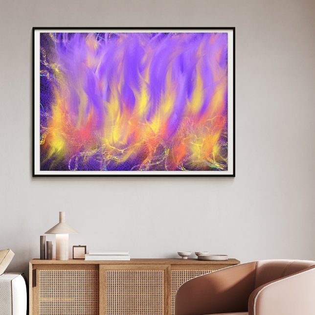 Impressão Em Tela Espírito Santo Fogo Cristão Profeto-Arte Abstrato (Holy Spirit fire modern abstract art print poster by artist Catherine Sweetman )