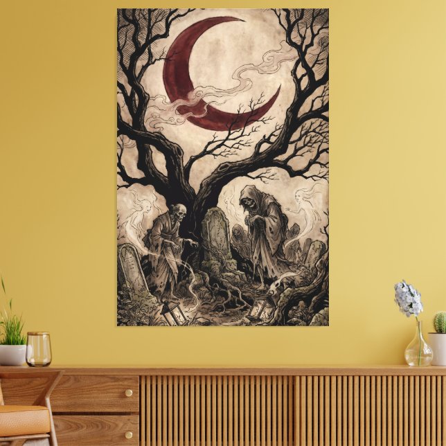 Impressão Em Tela Espíritos Jikininki sob a Lua de Sangue (Insitu(Sala de estar))
