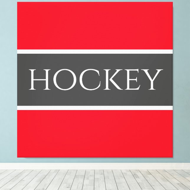 Impressão Em Tela Esportes de HOCKEY Brilhante Vermelho Branco Escur (Insitu(piso de madeira))