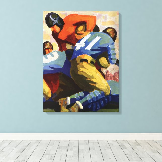 Impressão Em Tela Esportes de Vintage, Jogadores de Futebol em um Jo (Insitu(piso de madeira))