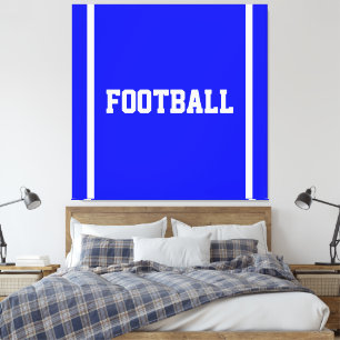 Impressão Em Tela Esportivo FUTEBOL Texto Branco Listras Azul Real