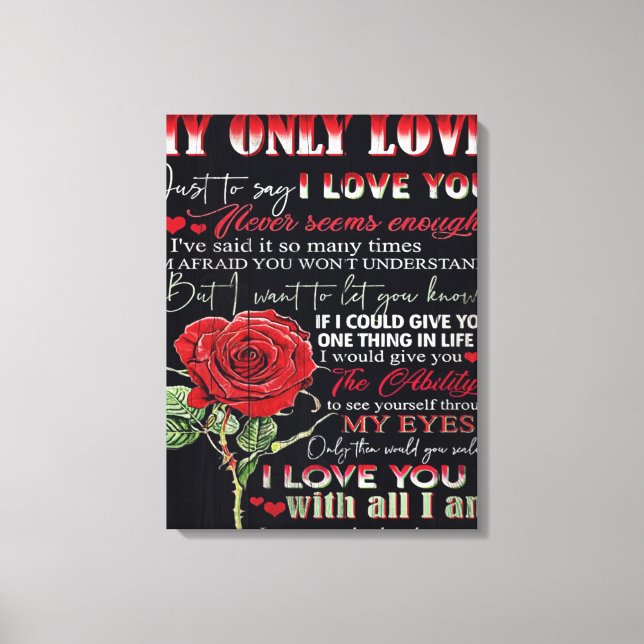 Impressão Em Tela Esposa Para Minha Letra Marido | Presente de Cotaç (Frente)